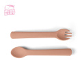 Eco Cups Biodegradable Dinner Kids Dinnerware Sets Custom Kitchen Kids Silicone Spoon Fork Cutlery Set